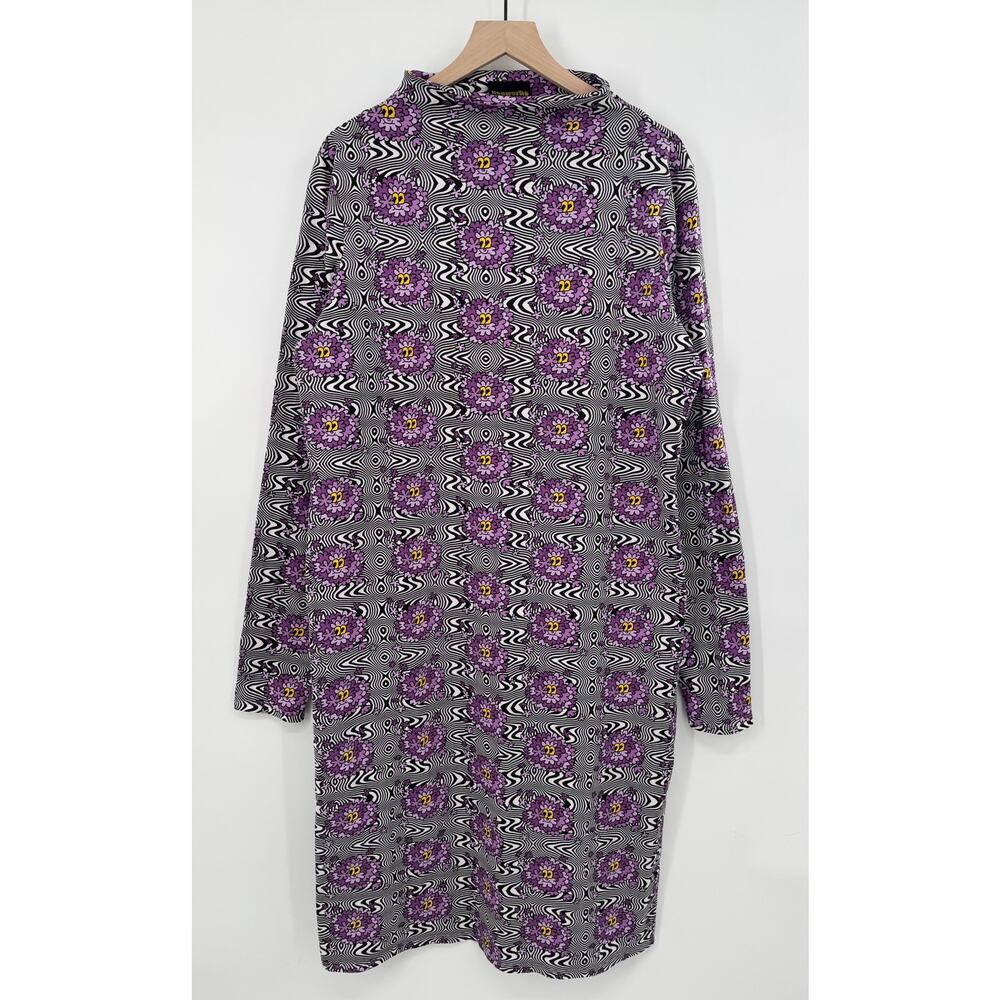 Nooworks Purple Haze Demi Midi Dress Mockneck Floral Whimsy Goth 3XL XXXL